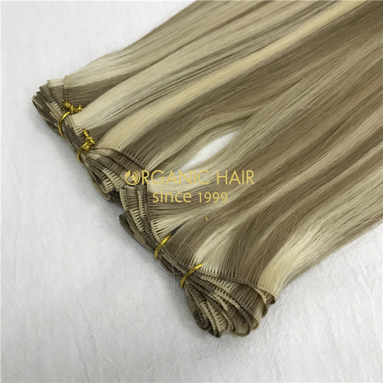 Hand tied wefts hair extensions 100% human remy cuticle hair X374